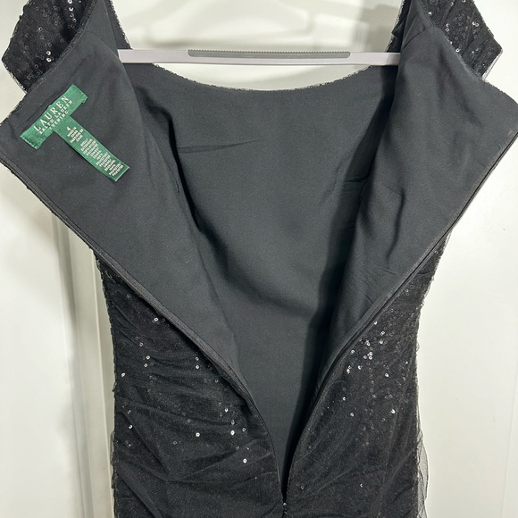 Ralph Lauren Evening Dress Black Sequin and Tulle Size 4 - Picture 4 of 6